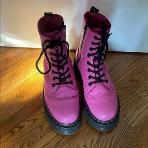 Pink Lace-Up Women's Boots